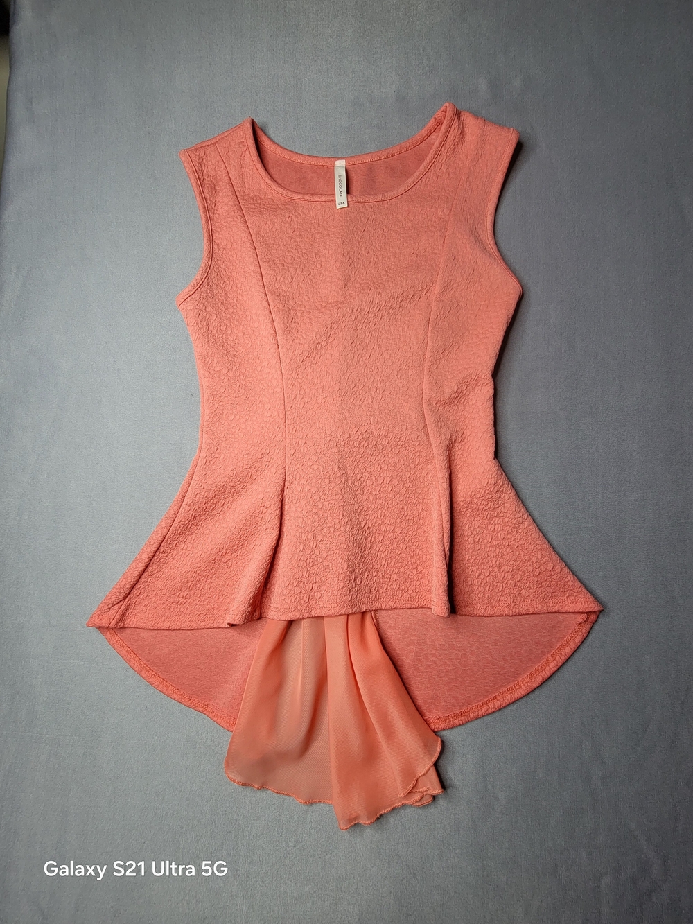 Chocolate Womens Peplum Hi-Low Coral Blouse Size S